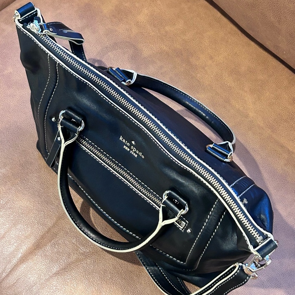 KATE SPADE NY Mott Street Riley Satchel Leather Storybook Lining Crossbody 15x9 - Picture 5 of 16